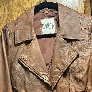 BB Dakota Women's Tan Leather Moto Jacket